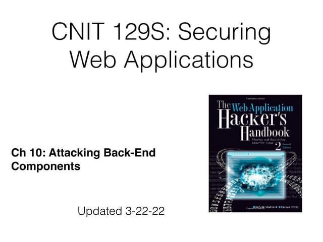 Ch 10: Attacking Back-End Components