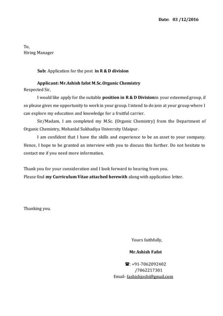Industrial training letter format