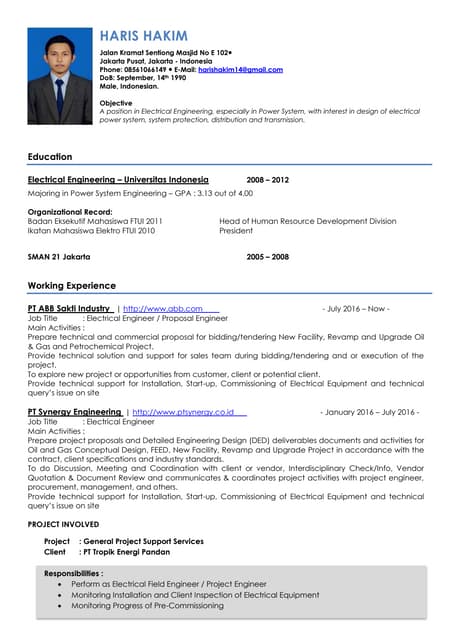CV Haris Hakim - Electrical Engineer-1