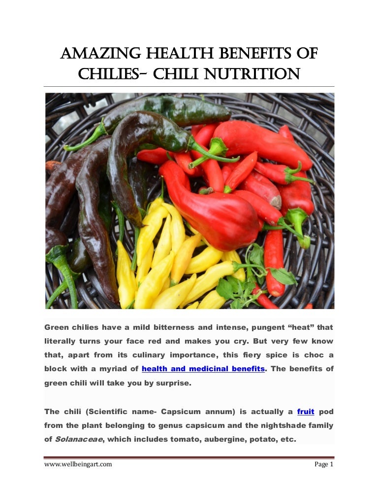 Amazing Health Benefits of Chilies Chili Nutrition