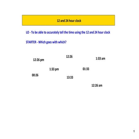 12 and 24 clock plate lesson