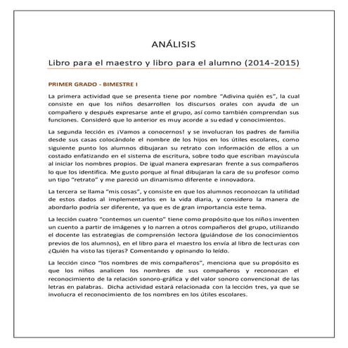 Análisis de libros de texto y maestro