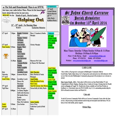 12 April 2014 Newsletter