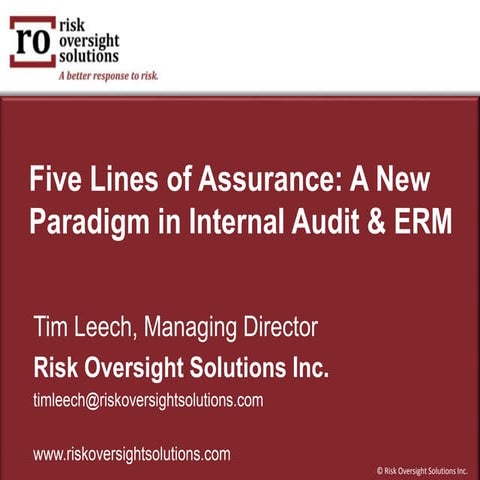 Five Lines of Assurance  A New ERM and IA Paradigm