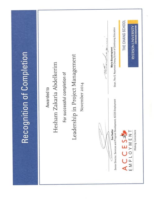 Ryerson University Certificate | PDF