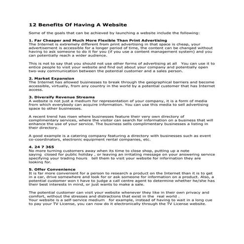 12 benifits of having a website