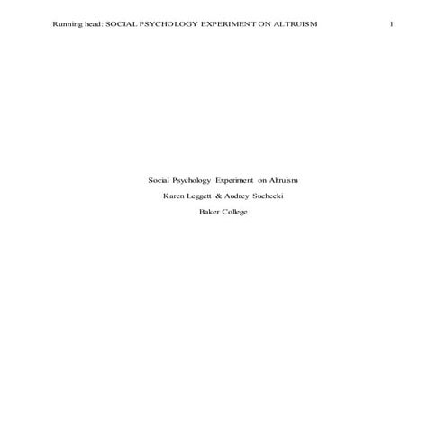Social Psychology Experiment on Altruism