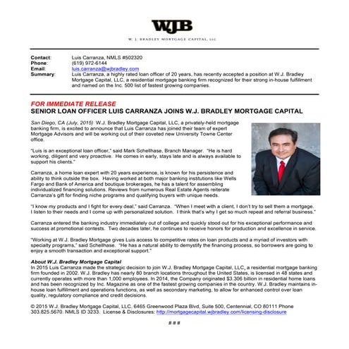 PR 7.15.15 Carranza Joins WJB
