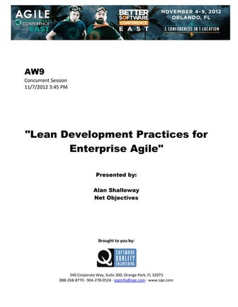 Lean Development Practices for Enterprise Agile