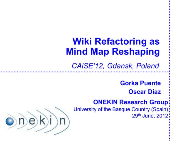 Wiki Refactoring as Mind Map Reshaping (CAiSE'12)