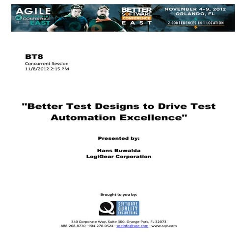 Better Test Designs to Drive Test Automation Excellence