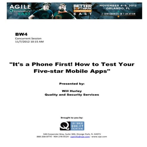 It's a Phone First! How to Test Your Five-star Mobile Apps