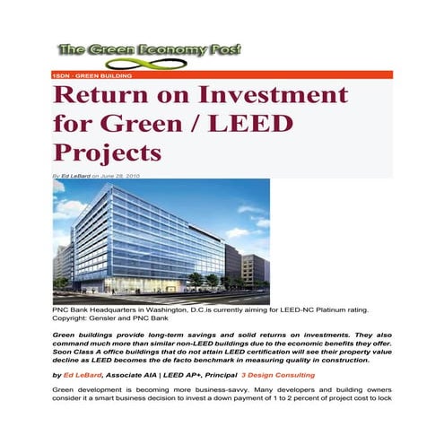 Return on Investment for Green - LEED Projects