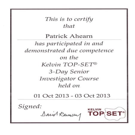 Kelvin Topset Accident Investigation