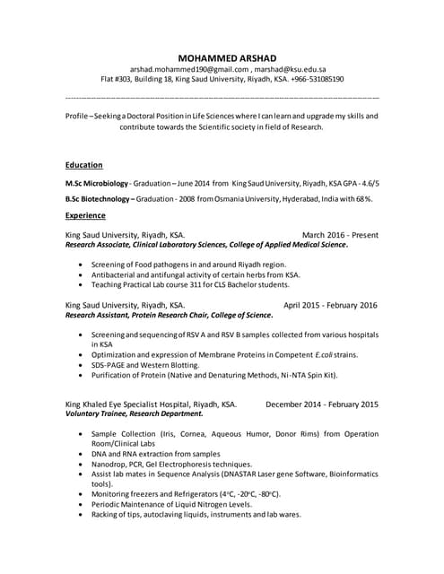 MOHAMMED ARSHAD CV 19.10.16