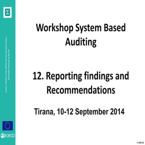 Presentation 12, Defining findings and recommendations, Workshop on System-ba...