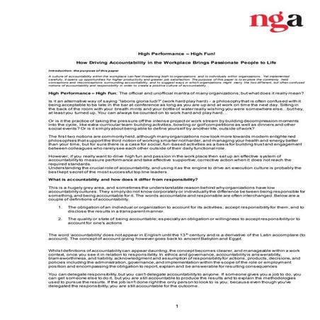 Accountability - High Performance and High Fun in the Workplace