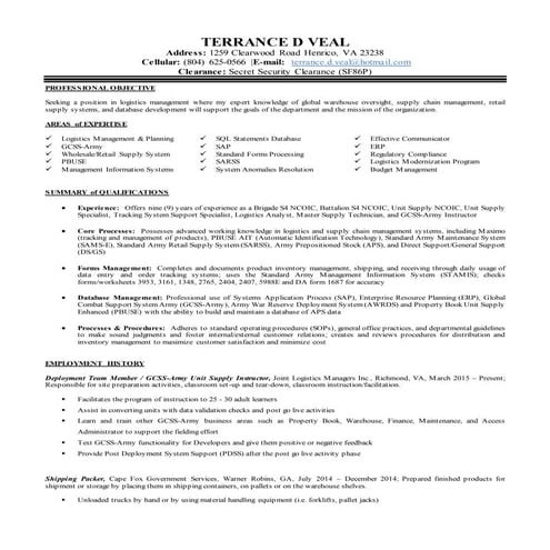 Veal, Terrance Resume