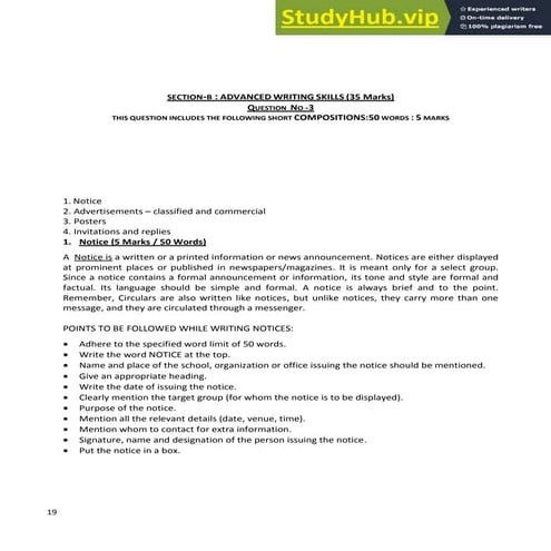 12 English Core Notes Writing