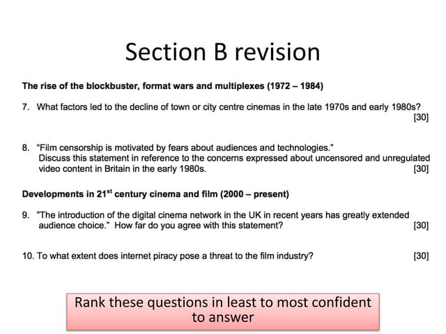 12 film revision for section B