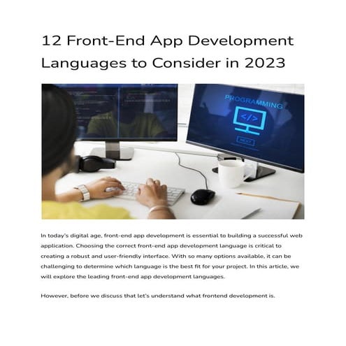 12 Front-End App Development Languages to Consider in 2023 | PDF