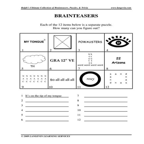 12 fun brainteasers