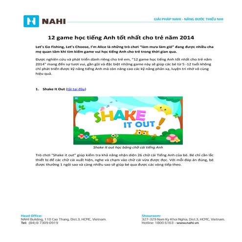 12 game học tiếng Anh tốt nhất cho trẻ năm 2014