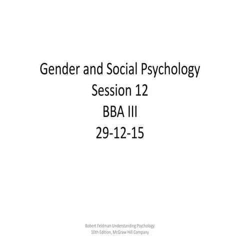 Gender and social psychology
