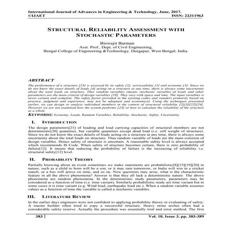 STRUCTURAL RELIABILITY ASSESSMENT WITH STOCHASTIC PARAMETERS