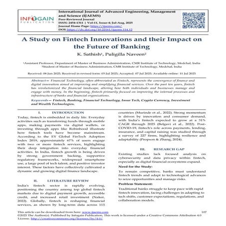 A Study on Fintech Innovations and their Impact on the Future of ...