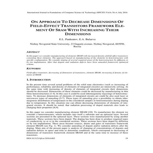 ON APPROACH TO DECREASE DIMENSIONS OF FIELD-EFFECT TRANSISTORS FRAMEWORK ELEM...