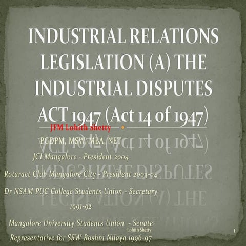 The Industrial Disputes Act 1947