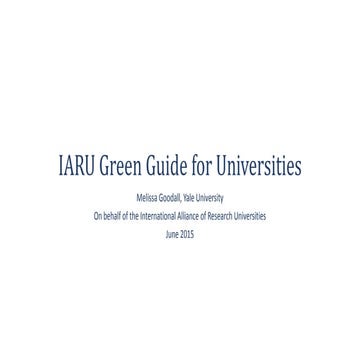 ISCN 2015 Pre-Conference - IARU Green Guide