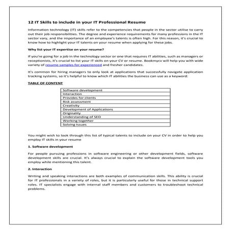 12 IT Skills to include in your resume.