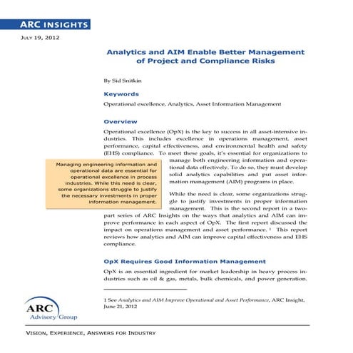 Expert handling and management of project and compliance risk 