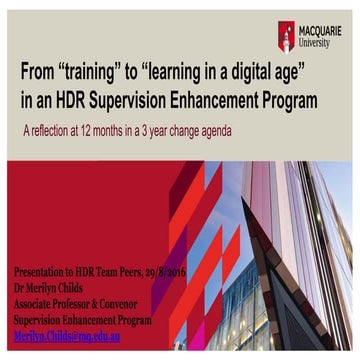 From “training” to “learning in a digital age” in an HDR Supervision Enhance...