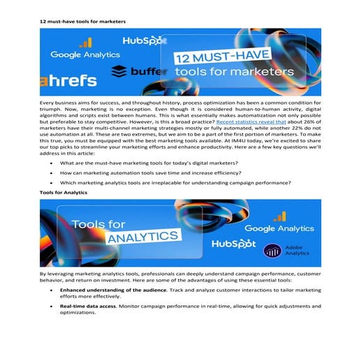 12 must-have tools for marketers | iM4U Digital Marketing Agency