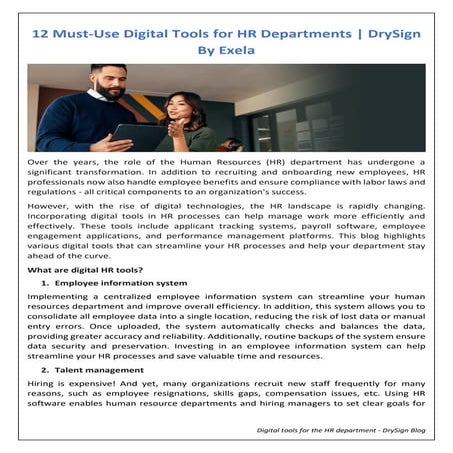 12 Must-Use Digital Tools for HR Departments | DrySign USA Blog