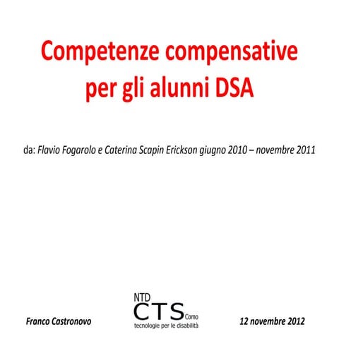 Competenze compensative per alunni DSA 12novembre 2012