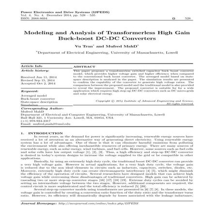 Modeling and Analysis of Transformerless High Gain Buck-boost DC-DC Converters