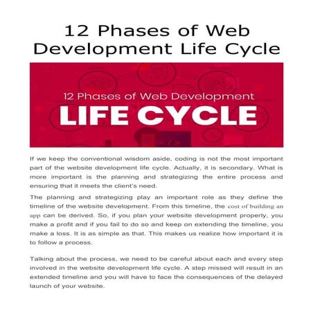 12 Phases of Web Development Life Cycle | DOC | Web Development | Internet