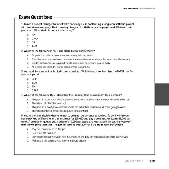 12 pmp procurement management exam