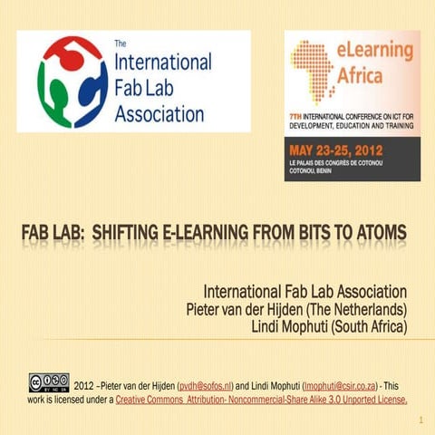 Fab Lab:  shifting e-learning from bits to atoms