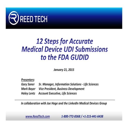 12 Steps for Medical Device UDI Submissions to the FDA GUDID
