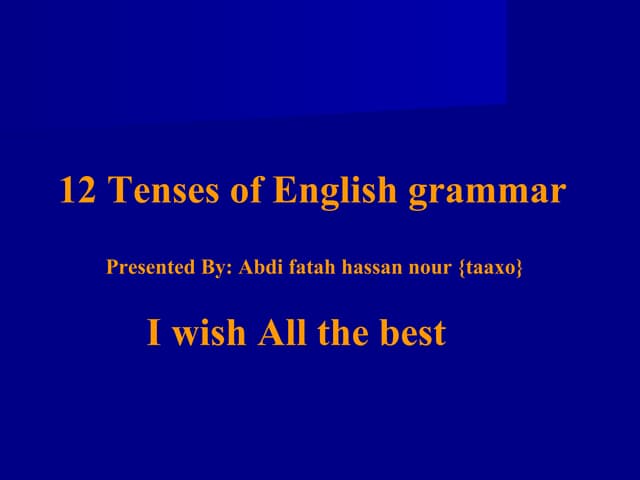 12 tenses of english grammer