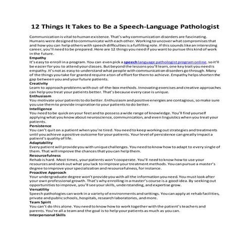 12 things it takes to be a speech