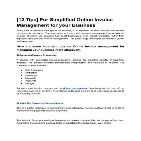 12 tips  for simplified online invoice management for your business