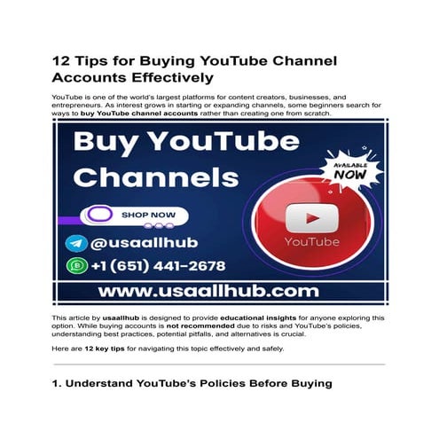 Purchase YouTube Channel Accounts_ Complete Guide | DOCX