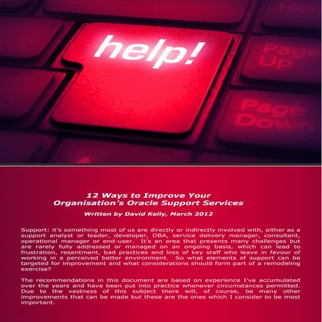 12 Ways To Improve Your Organisation’S Oracle Support Services