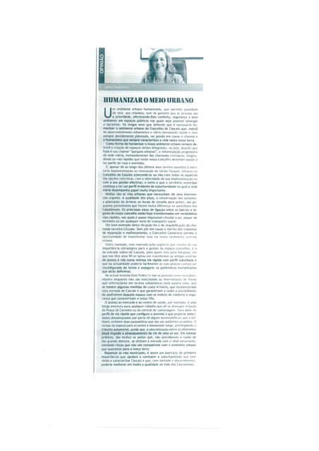 Humanizar o Meio Urbano em Cascais